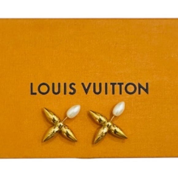 Louis Vuitton Louisette Macro Gold & Pearl Earrings - Picture 10 of 13